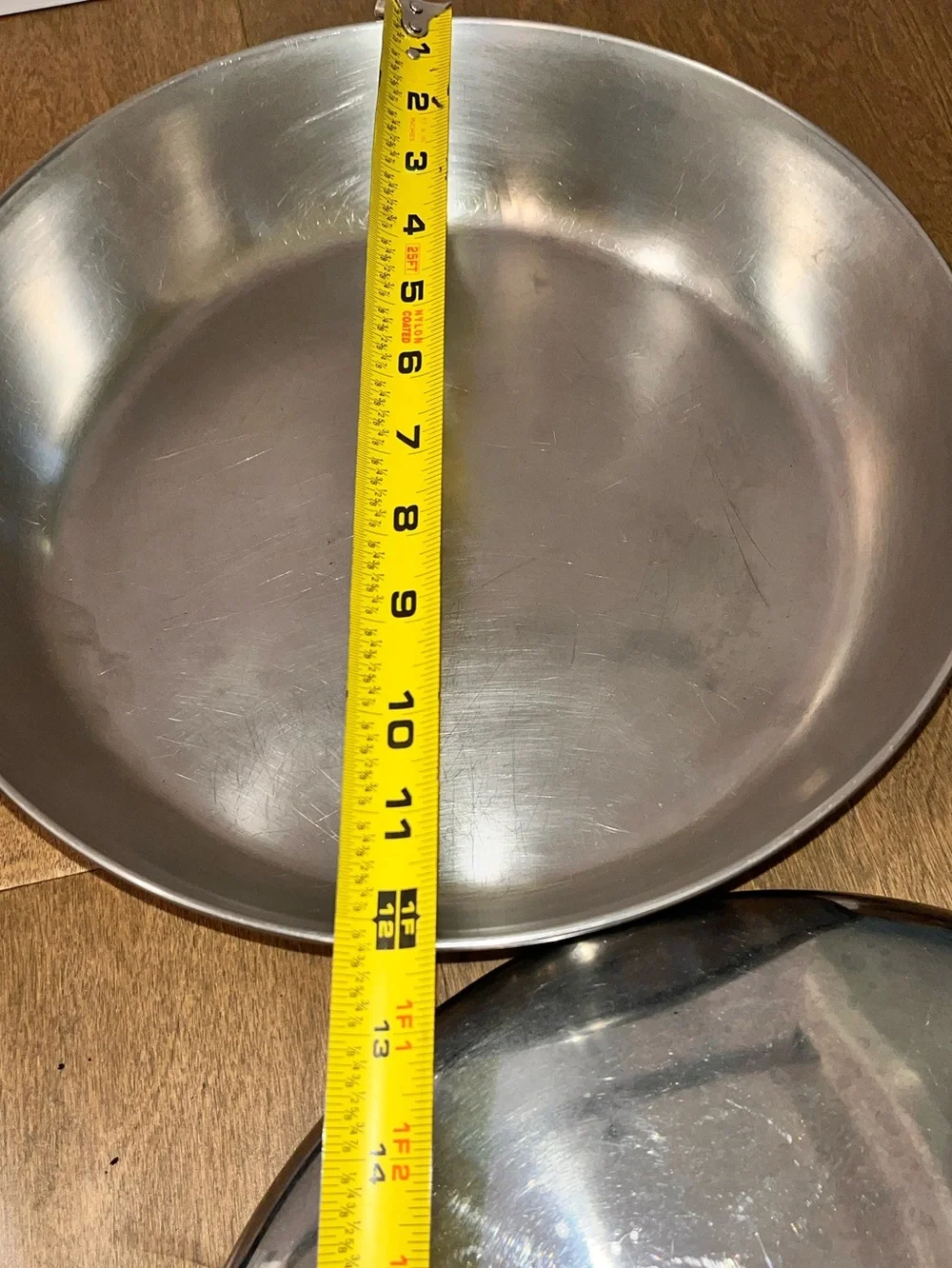 Vintage Revere Ware 12 Inch Stainless Steel Copper Clad Bottom Skillet W/Lid:USA